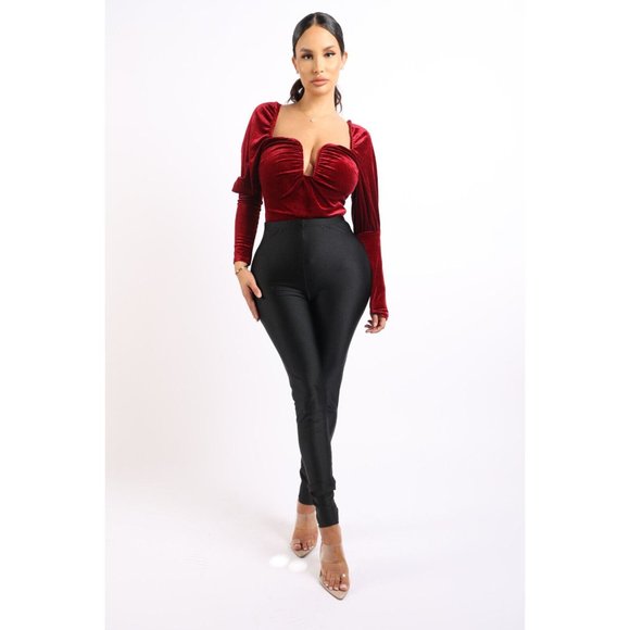 Women's Long Sleeve Velvet Sexy Bodysuit Outfit Clubwear Bar Lounge Event Party - Picture 5 of 13